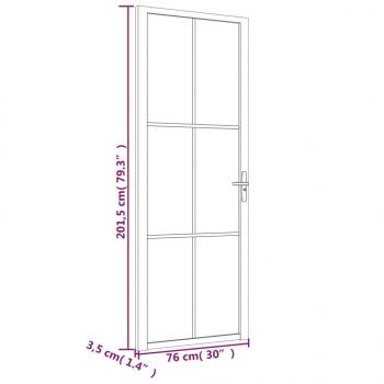 Innentür 76x201,5 cm Weiß Mattglas und Aluminium