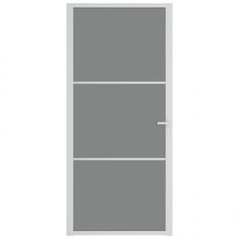Innentür 93x201,5 cm Weiß ESG-Glas und Aluminium