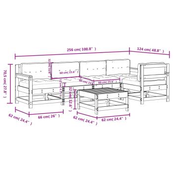 ARDEBO.de - 6-tlg. Garten-Lounge-Set mit Kissen Schwarz Massivholz