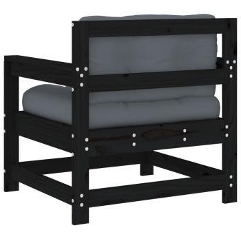ARDEBO.de - Gartenstühle mit Kissen 2 Stk. Schwarz Massivholz Kiefer