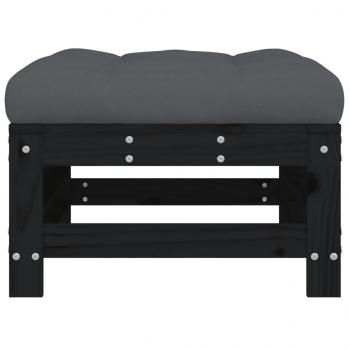 Gartenhocker mit Kissen Schwarz Massivholz Kiefer