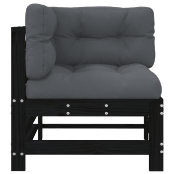 ARDEBO.de - Ecksofas mit Kissen 2 Stk. Schwarz Massivholz Kiefer