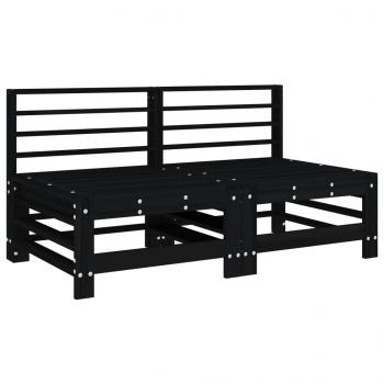 ARDEBO.de - Mittelsofas mit Kissen 2 Stk. Schwarz Massivholz Kiefer