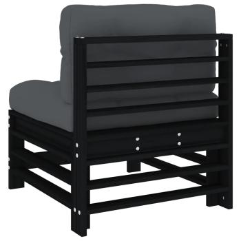Mittelsofas mit Kissen 2 Stk. Schwarz Massivholz Kiefer