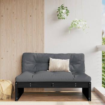 ARDEBO.de - Mittelsofa Schwarz 120x80 cm Massivholz Kiefer