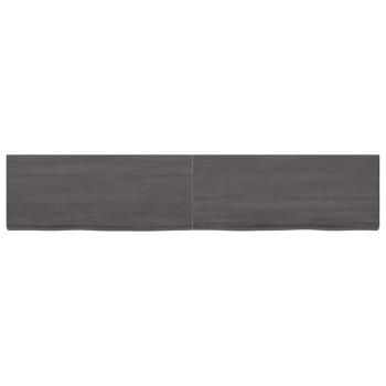 Wandregal Dunkelbraun 200x40x(2-6)cm Massivholz Eiche Behandelt
