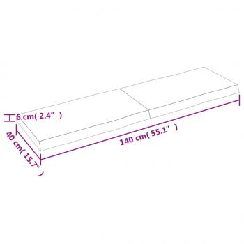 Tischplatte 140x40x(2-6) cm Massivholz Unbehandelt Baumkante