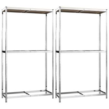Reifenregale mit 2 Böden 2 Stk. Silbern 110x40x180 cm Stahl