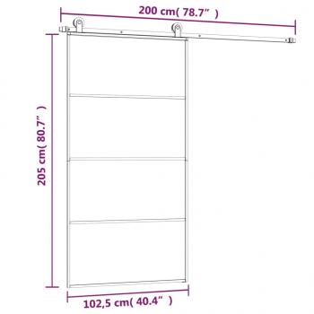Schiebetür mit Beschlag 102,5x205 cm ESG-Glas & Aluminium