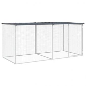 Hühnerkäfig mit Dach Anthrazit 203x98x90 cm Verzinkter Stahl