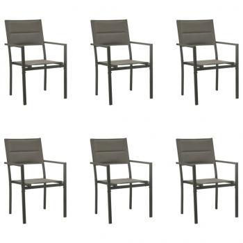 7-tlg. Garten-Essgruppe Schwarz Stahl und Textilene