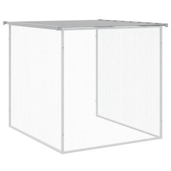 Hühnerkäfig mit Dach Hellgrau 1003x98x90 cm Verzinkter Stahl