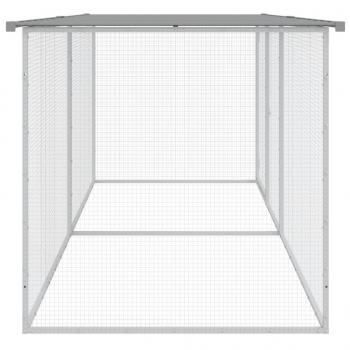 Hühnerkäfig mit Dach Hellgrau 203x98x90 cm Verzinkter Stahl
