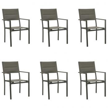 7-tlg. Garten-Essgruppe Schwarz Stahl und Textilene