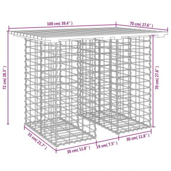 Gartenbank aus Gabionen 100x70x72 cm Massivholz Douglasie