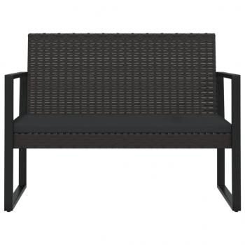 4-tlg. Garten-Lounge-Set mit Kissen Schwarz Poly Rattan