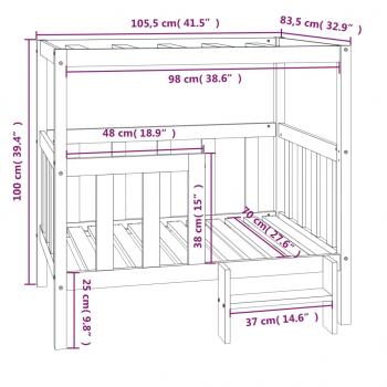 Hundebett Grau 105,5x83,5x100 cm Massivholz Kiefer