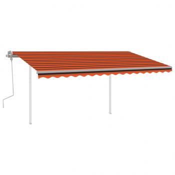 Markise Manuell Einziehbar mit Pfosten 4,5x3,5 m Orange & Braun