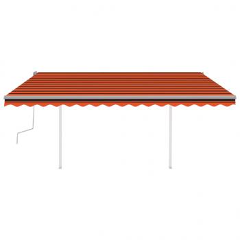 Markise Manuell Einziehbar mit Pfosten 4,5x3,5 m Orange & Braun