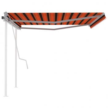 Markise Manuell Einziehbar mit Pfosten 4,5x3,5 m Orange & Braun