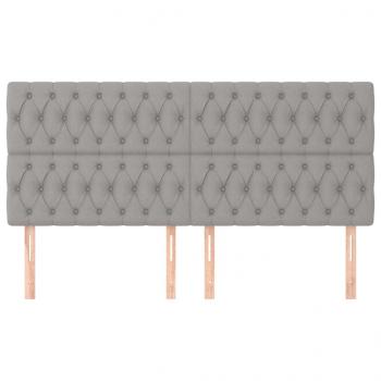 Kopfteile 4 Stk. Hellgrau 100x7x78/88 cm Stoff