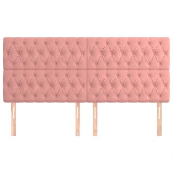 Kopfteile 4 Stk. Rosa 100x7x78/88 cm Samt