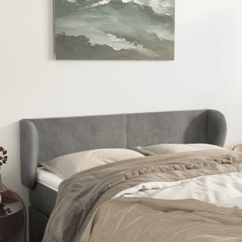 ARDEBO.de - Kopfteil mit Ohren Hellgrau 147x23x78/88 cm Samt