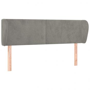 Kopfteil mit Ohren Hellgrau 147x23x78/88 cm Samt