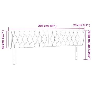 Kopfteil mit Ohren Dunkelgrau 203x23x78/88 cm Samt
