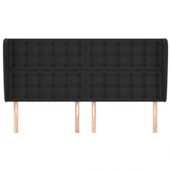 Kopfteil mit Ohren Schwarz 203x23x118/128 cm Kunstleder