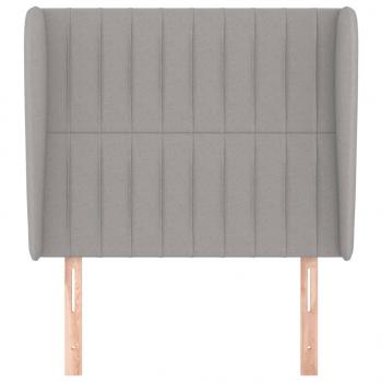 Kopfteil mit Ohren Hellgrau 93x23x118/128 cm Stoff