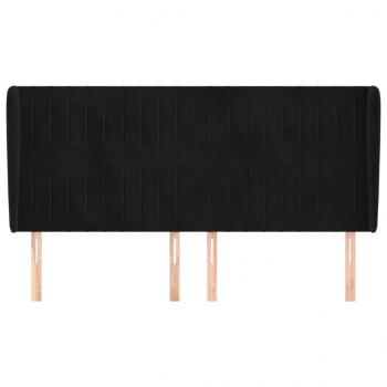 Kopfteil mit Ohren Schwarz 203x23x118/128 cm Samt