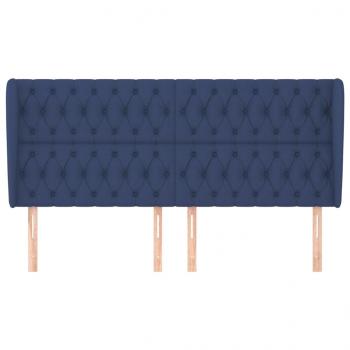 Kopfteil mit Ohren Blau 203x23x118/128 cm Stoff