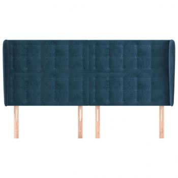 Kopfteil mit Ohren Dunkelblau 203x23x118/128 cm Samt