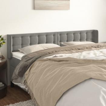 ARDEBO.de - Kopfteil mit Ohren Hellgrau 163x16x78/88 cm Samt