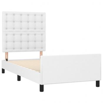 Bettgestell mit Kopfteil Weiß 100x200 cm Kunstleder