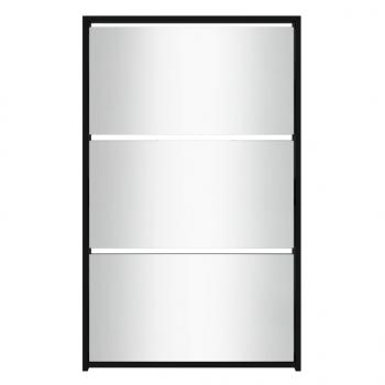 Schuhschrank mit Spiegel 3 Fächer Schwarz 63x17x102,5 cm