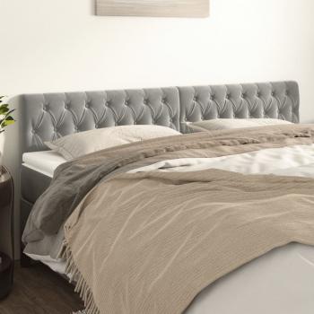 ARDEBO.de - Kopfteile 2 Stk. Hellgrau 90x7x78/88 cm Samt
