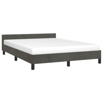 Bettgestell mit Kopfteil Dunkelgrau 140x190 cm Samt