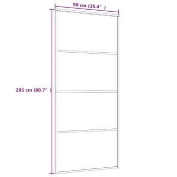 Schiebetür ESG-Glas und Aluminium mattiert 90x205 cm Schwarz