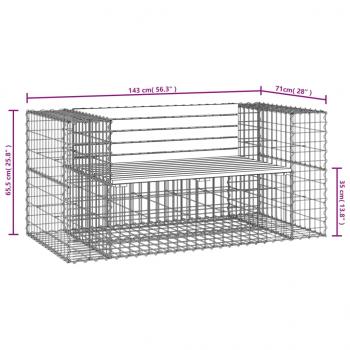 Gartenbank aus Gabionen 143x71x65,5 cm Massivholz Kiefer