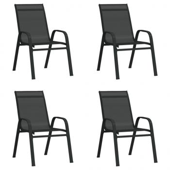 ARDEBO.de - Stapelbare Gartenstühle 4 Stk. Schwarz Textilene