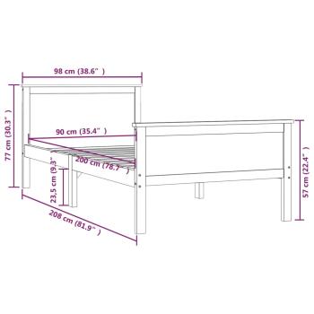 Massivholzbett Honigbraun Kiefer 90x200 cm