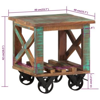 Beistelltisch mit Rädern 40x40x42 cm Altholz Massiv