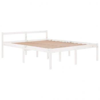 Seniorenbett Weiß 160x200 cm Massivholz Kiefer