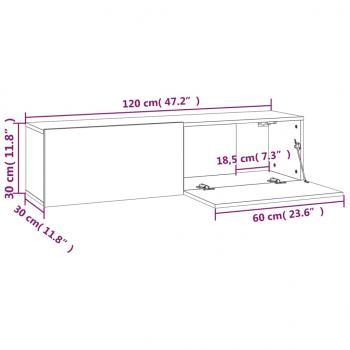 TV-Wandschrank Braun Eichen-Optik 120x30x30 cm Holzwerkstoff