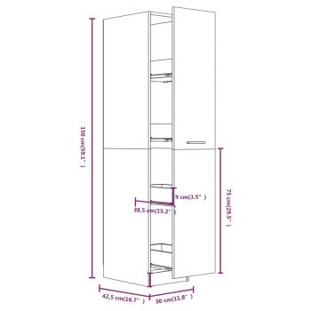 Apothekerschrank Braun Eichen-Optik 30x42,5x150cm Holzwerkstoff