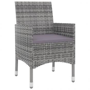 3-tlg. Garten-Essgruppe mit Auflagen Poly Rattan und Glas
