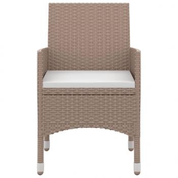 3-tlg. Garten-Essgruppe mit Auflagen Poly Rattan und Glas