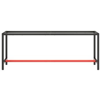 Werkbankgestell Mattschwarz und Mattrot 210x50x79 cm Metall